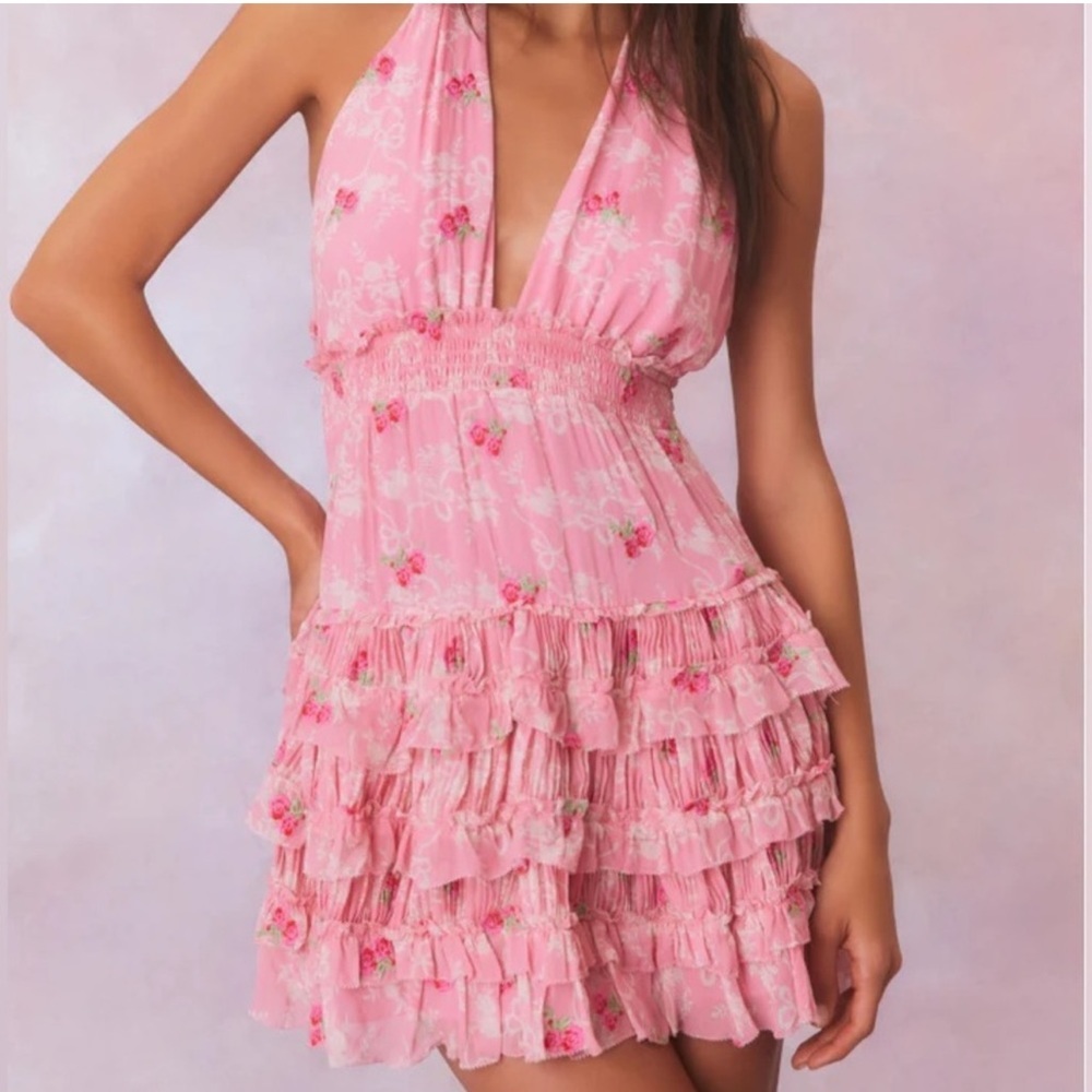New LoveShackFancy QUINTELLE DRESS IN CHERRY PINK